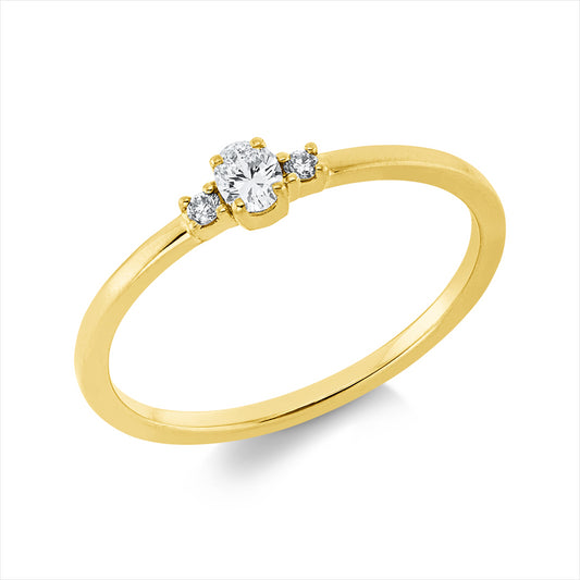 Ring 18 kt GG, 1 Oval 0,10 ct, TW-si, 2 Brill. 0,03 ct, TW-si