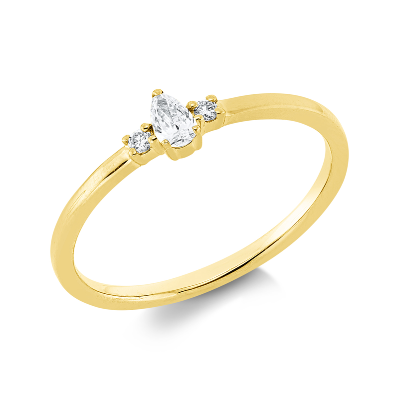 Ring 18 kt GG, 1 Tropfen 0,10 ct, TW-si, 2 Brill. 0,03 ct, TW-si