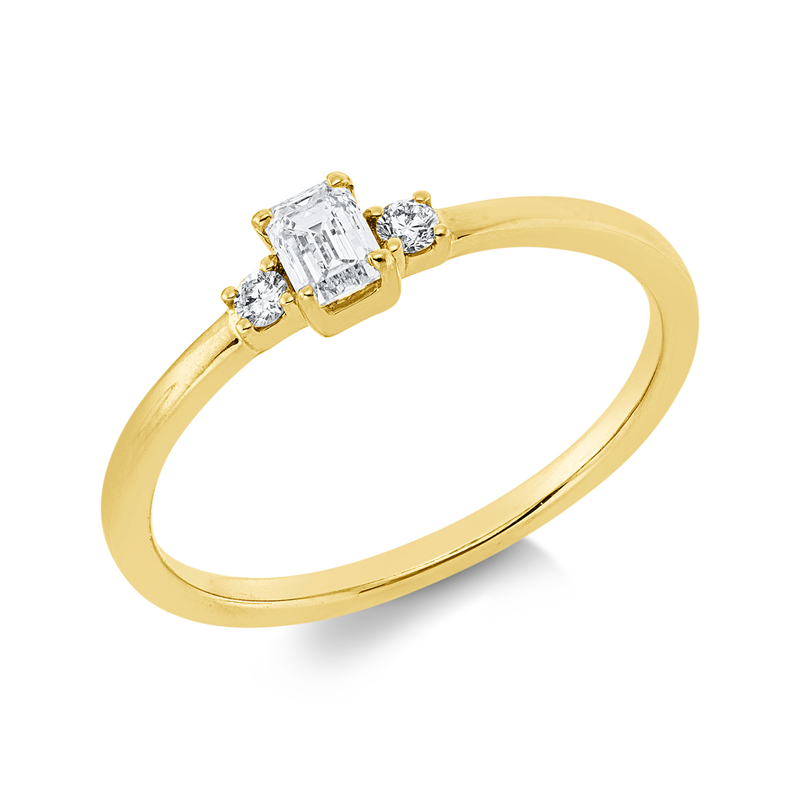 Ring 18 kt GG, 1 Sm.schliff 0,19 ct, TW-si, 2 Brill. 0,04 ct, TW-si