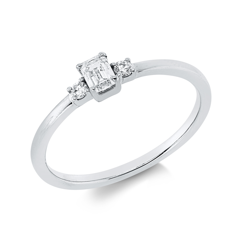 Ring 18 kt WG, 1 Sm.schliff 0,20 ct, TW-si, 2 Brill. 0,04 ct, TW-si