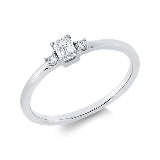 Ring 18 kt WG, 1 Sm.schliff 0,19 ct, TW-si, 2 Brill. 0,04 ct, TW-si