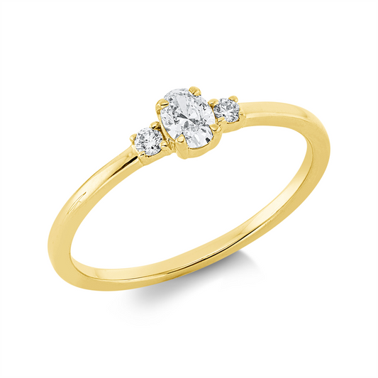 Ring 18 kt GG, 1 Oval 0,19 ct, TW-si, 2 Brill. 0,04 ct, TW-si