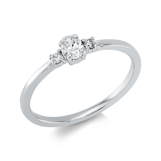Ring 18 kt WG, 1 Oval 0,19 ct, TW-si, 2 Brill. 0,04 ct, TW-si