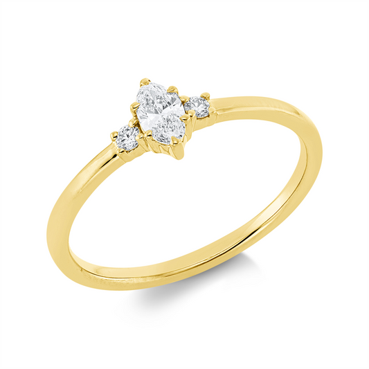 Ring 18 kt GG, 1 Nav. 0,19 ct, TW-si, 2 Brill. 0,04 ct, TW-si