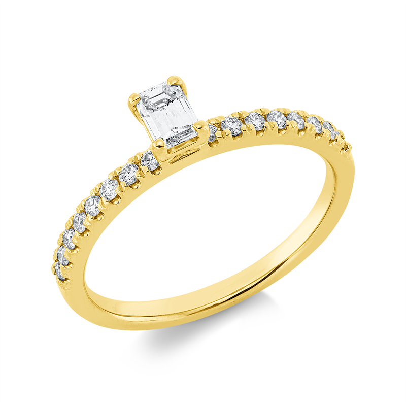 Ring 18 kt GG, 1 Sm.schliff 0,25 ct, TW-si, 16 Brill. 0,20 ct, TW-si