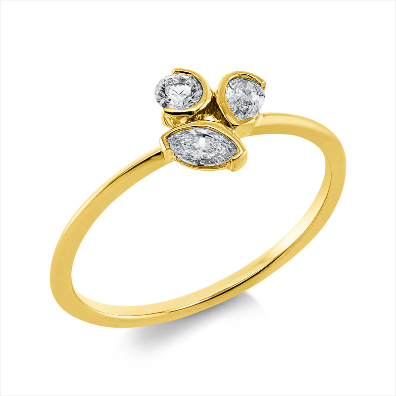 Ring 18 kt GG, 1 Nav. 0,11 ct, TW-si, 1 Tropfen 0,07 ct, TW-si, 1 Brill. 0,08 ct, TW-si