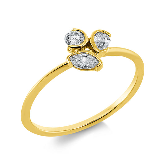 Ring 18 kt GG, 1 Nav. 0,11 ct, TW-si, 1 Tropfen 0,07 ct, TW-si, 1 Brill. 0,08 ct, TW-si