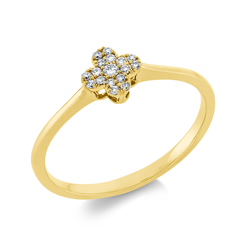 Ring 18 kt GG, 1 Brill. 0,02 ct, TW-vsi/si, 16 Brill. 0,06 ct, TW-vsi/si