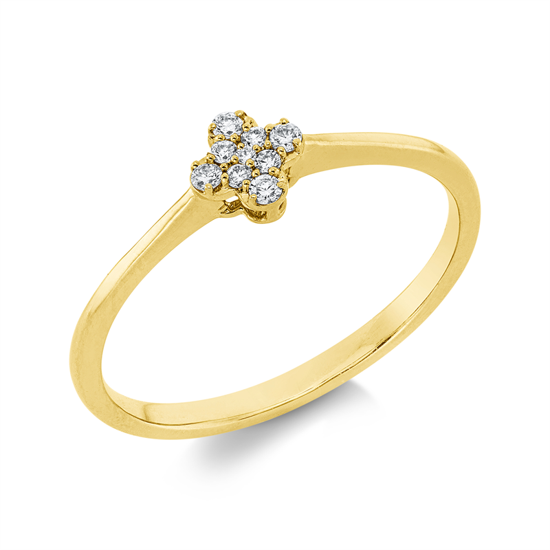 Ring 18 kt GG, 4 Brill. 0,05 ct, TW-vsi/si, 5 Brill. 0,03 ct, TW-vsi/si