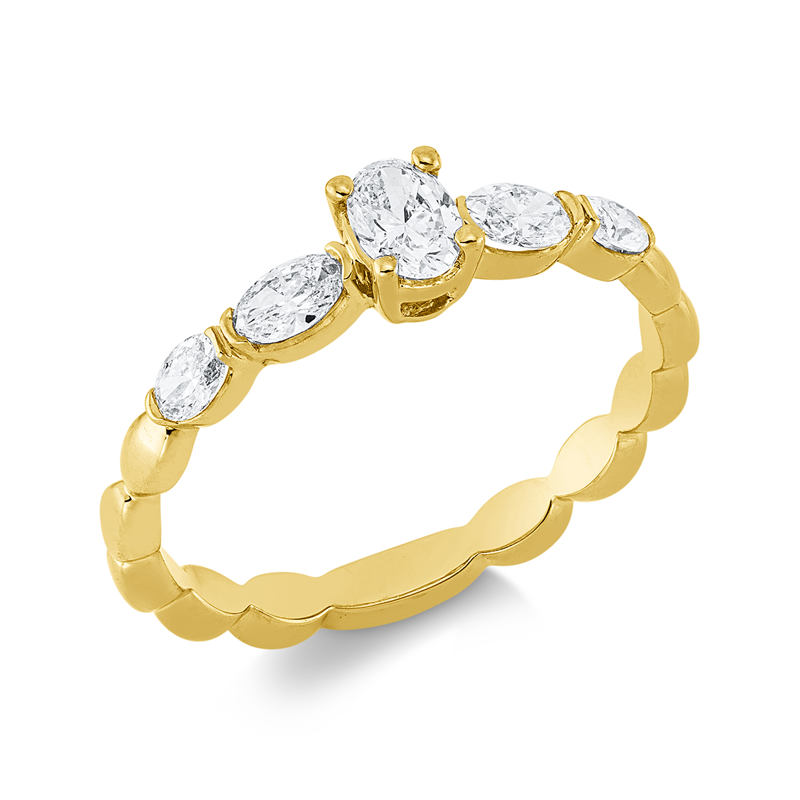 Ring 18 kt GG, 4 Oval 0,32 ct, TW-si, 1 Oval 0,20 ct, TW-si