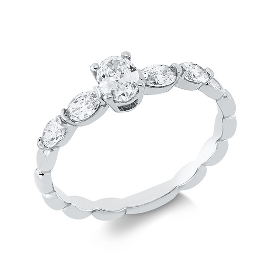 Ring 18 kt WG, 4 Oval 0,30 ct, TW-si, 1 Oval 0,24 ct, TW-si