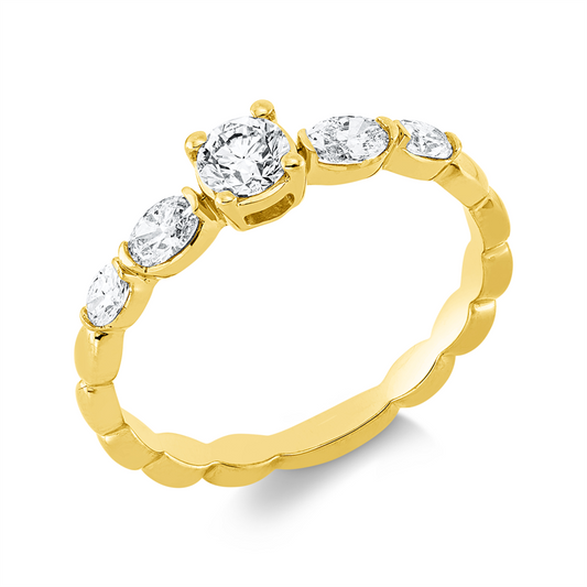 Ring 18 kt GG, 4 Oval 0,34 ct, TW-si, 1 Brill. 0,25 ct, TW-si