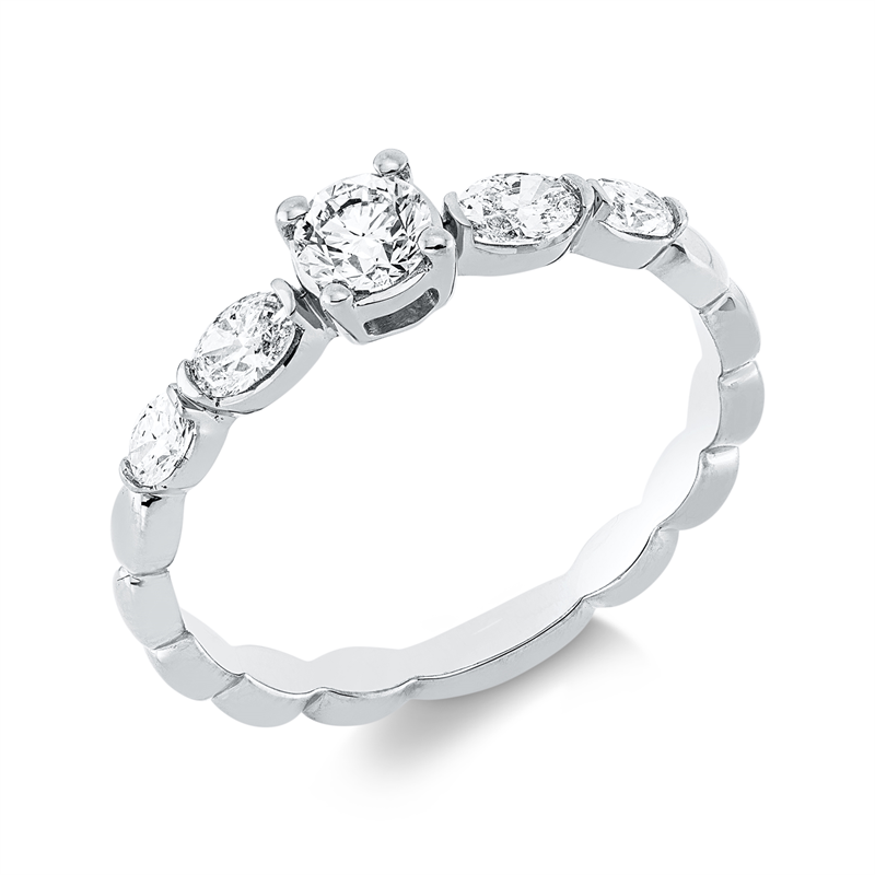 Ring 18 kt WG, 4 Oval 0,33 ct, TW-si, 1 Brill. 0,26 ct, TW-si