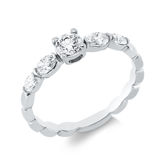Ring 18 kt WG, 4 Oval 0,33 ct, TW-si, 1 Brill. 0,26 ct, TW-si