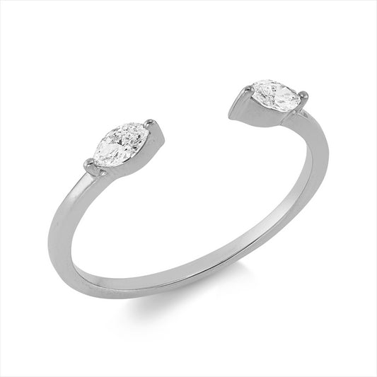 Ring 18 kt WG, 2 Nav. 0,22 ct, TW-si