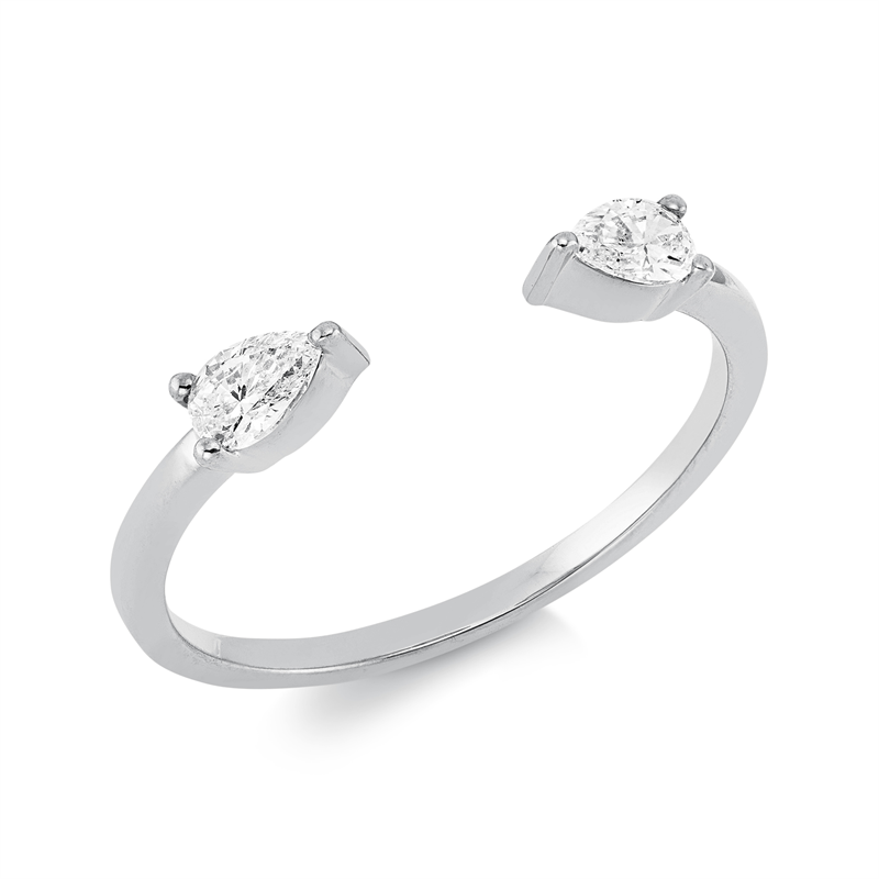 Ring 18 kt WG, 2 Tropfen 0,32 ct, TW-si