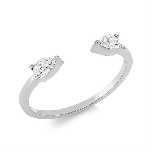 Ring 18 kt WG, 2 Tropfen 0,32 ct, TW-si