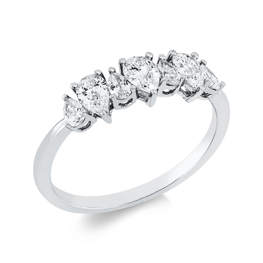 Ring 18 kt WG, 7 Tropfen 0,71 ct, TW-vsi/si