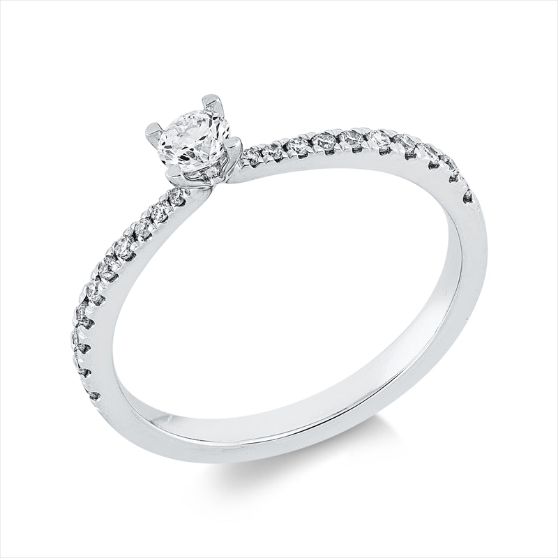 Ring 18 kt WG, 1 Brill. 0,15 ct, TW-si, 20 Brill. 0,14 ct, TW-si