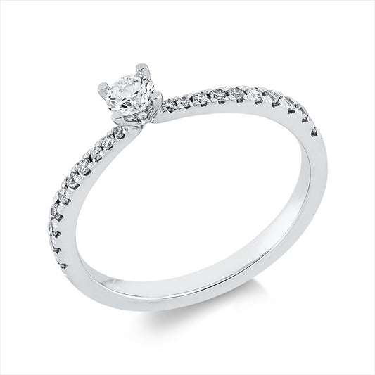 Ring 18 kt WG, 1 Brill. 0,15 ct, TW-si, 20 Brill. 0,14 ct, TW-si