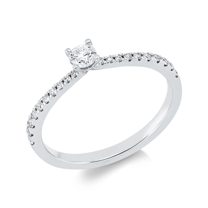 Ring 14 kt WG, 1 Brill. 0,15 ct, TW-si, 20 Brill. 0,14 ct, TW-si