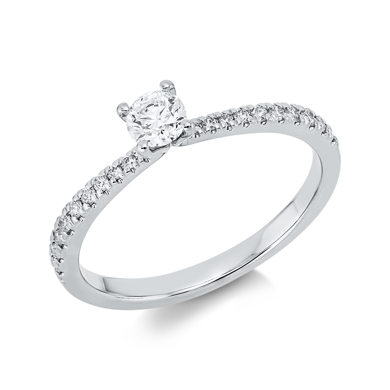 Ring 18 kt WG, 1 Brill. 0,25 ct, TW-si, 20 Brill. 0,15 ct, TW-si