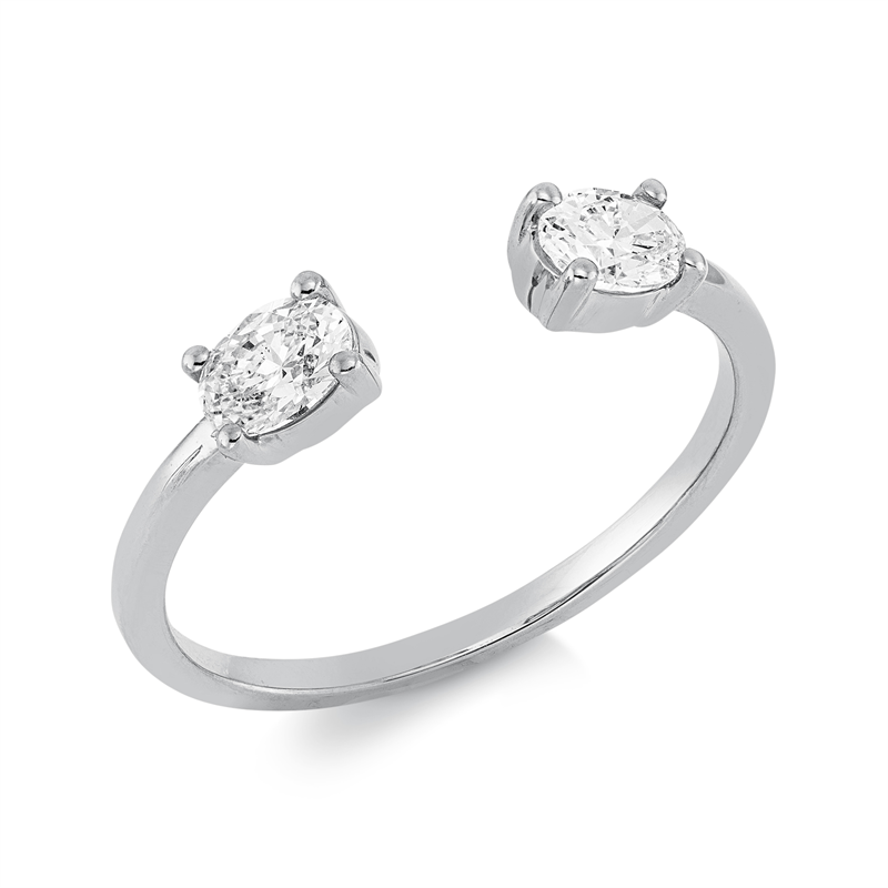 Ring 18 kt WG, 2 Oval 0,50 ct, TW-si