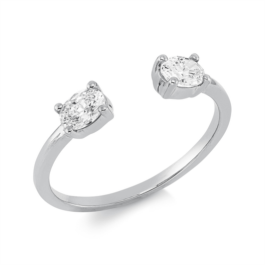 Ring 18 kt WG, 2 Oval 0,50 ct, TW-si