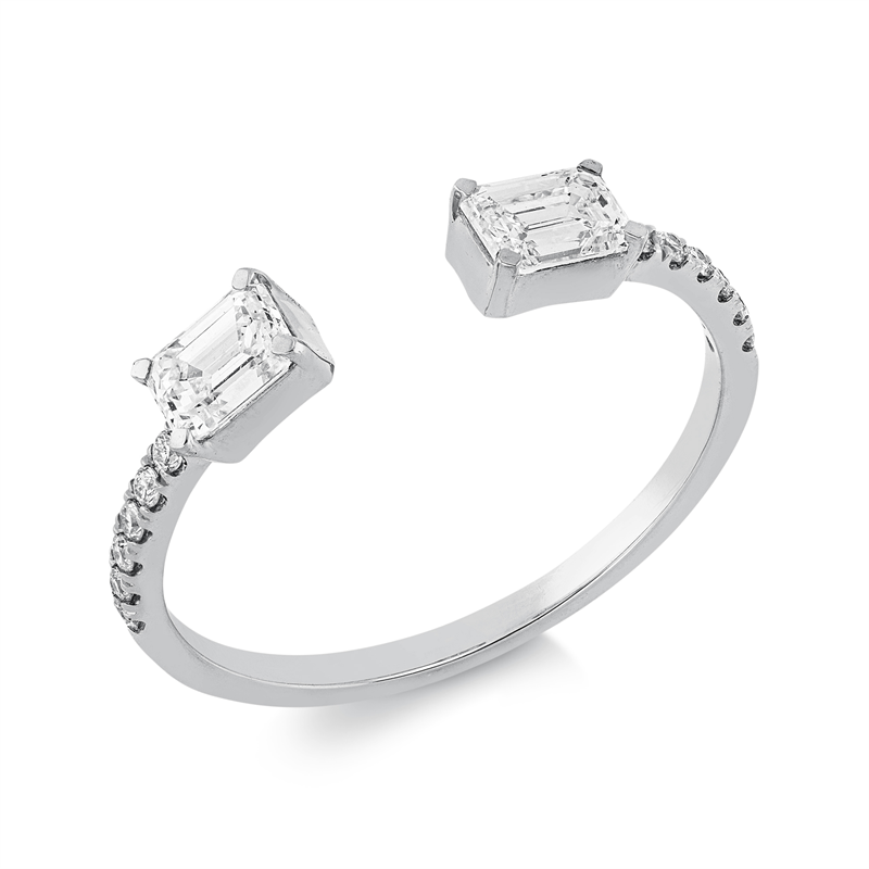 Ring 18 kt WG, 2 Sm.schliff 0,60 ct, TW-si, 12 Brill. 0,08 ct, TW-si