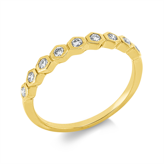Ring 18 kt GG, 9 Brill. 0,20 ct, TW-si