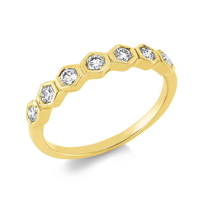 Ring 18 kt GG, 7 Brill. 0,35 ct, TW-si