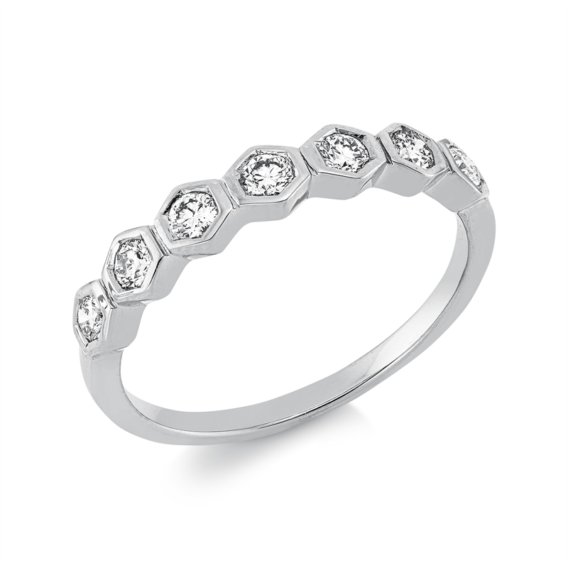 Ring 18 kt WG, 7 Brill. 0,35 ct, TW-si