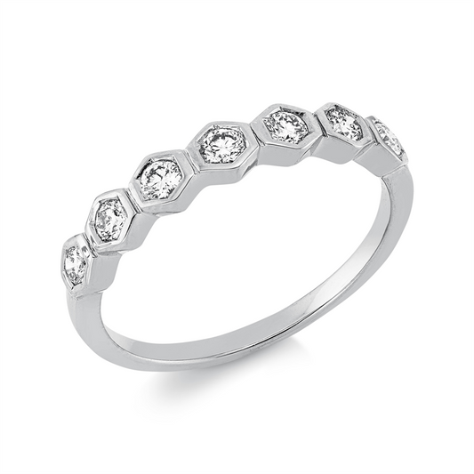 Ring 18 kt WG, 7 Brill. 0,35 ct, TW-si