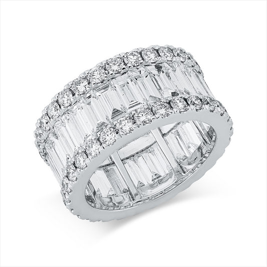Ring 18 kt WG, 28 Bag. 4,96 ct, F-vvs/vs, 58 Brill. 1,98 ct, F-vvs/vs