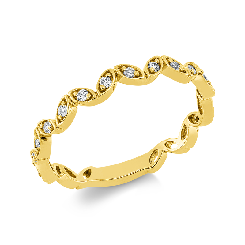 Ring 18 kt GG, 15 Brill. 0,12 ct, TW-si