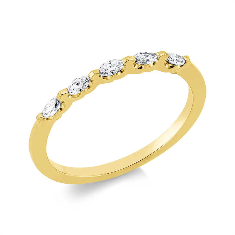 Ring 18 kt GG, 5 Nav. 0,20 ct, TW-si