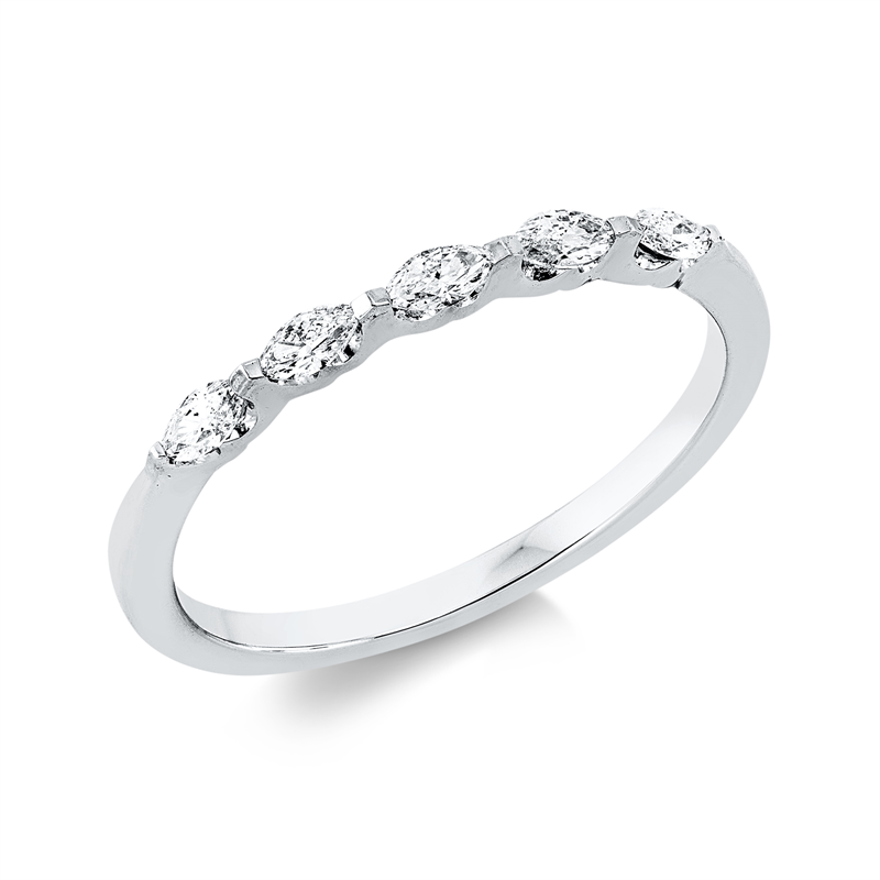 Ring 18 kt WG, 5 Nav. 0,20 ct, TW-si