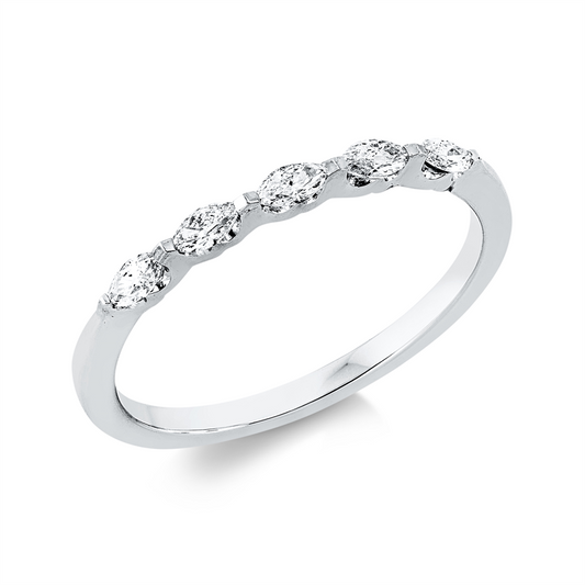 Ring 18 kt WG, 5 Nav. 0,20 ct, TW-si