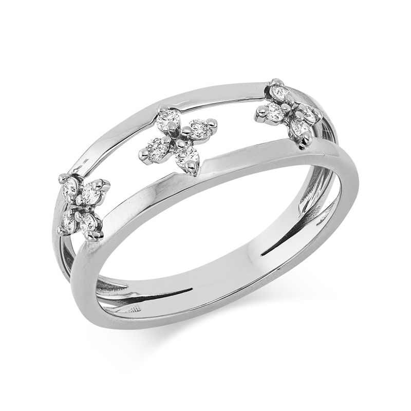 Ring 18 kt WG, 12 Brill. 0,15 ct, TW-si