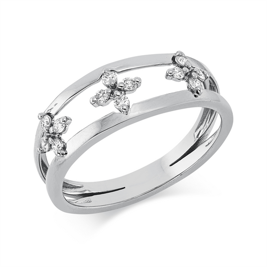 Ring 18 kt WG, 12 Brill. 0,15 ct, TW-si