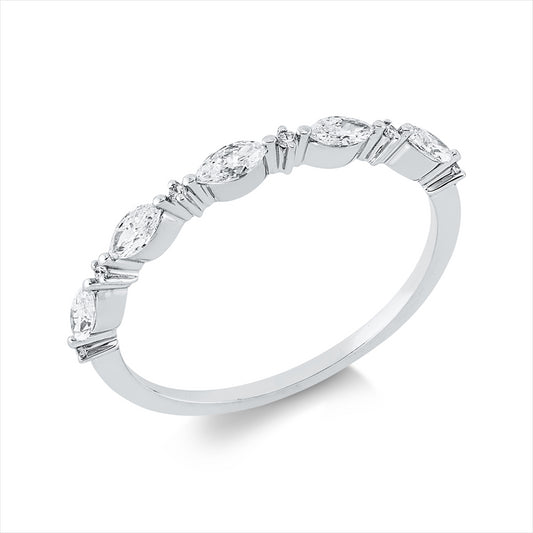 Ring 18 kt WG, 5 Nav. 0,31 ct, TW-si, 6 Brill. 0,02 ct, TW-si