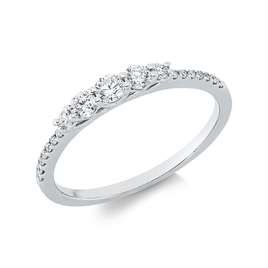 Ring 18 kt WG, 1 Brill. 0,09 ct, TW-si, 18 Brill. 0,25 ct, TW-si
