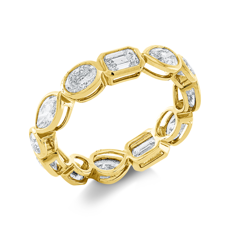 Ring 18 kt GG, 2 Oval 0,53 ct,2 Nav.0,47 ct, 2 Sm.schliff 0,62ct, 3 Tropfen 0,73ct,3 Brill.0,41ct, TW-si