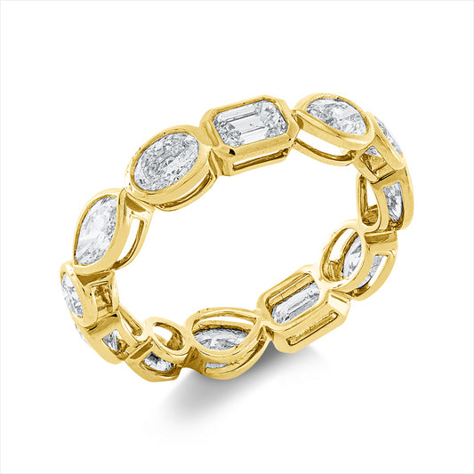 Ring 18 kt GG, 2 Ov 0,49 ct, 2 Nav. 0,48 ct, 2 Sm.schliff 0,56 ct, 3 Tro 0,70 ct, 3 Brill. 0,36 ct, TW-si