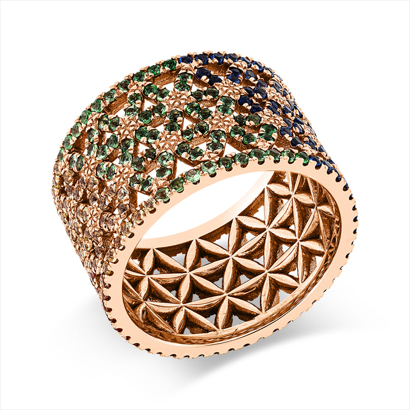 Ring 18 kt RG, 338 Saphire 2,83 ct fancy