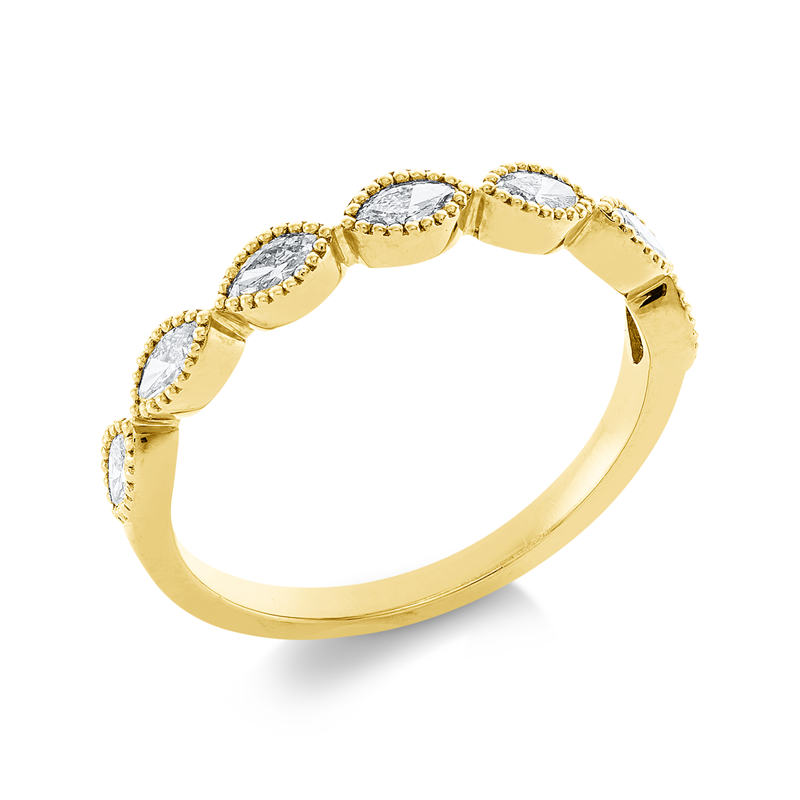 Ring 18 kt GG, 7 Nav. 0,43 ct, TW-vsi