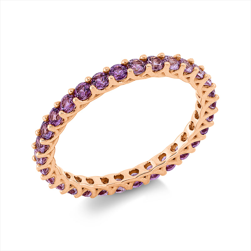 Ring 18 kt RG, 30 Saphire 1,20 ct pink