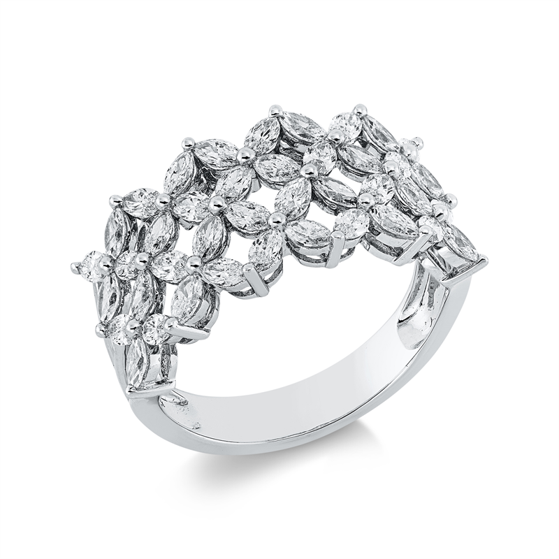 Ring 18 kt WG, 40 Nav. 1,46 ct, TW-vsi