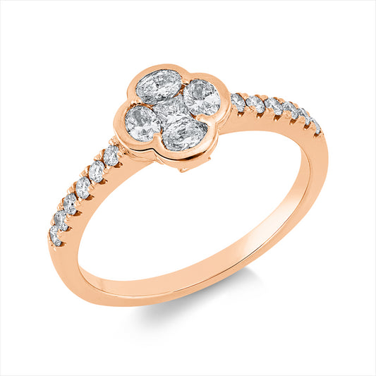 Ring 18 kt RG, 1 Princ. 0,06 ct, TW-vsi, 4 Oval 0,31 ct, TW-vsi, 12 Brill. 0,16 ct, TW-si