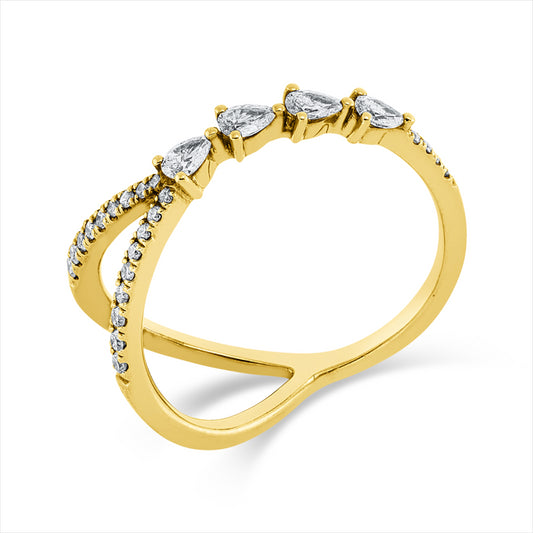 Ring 18 kt GG, 4 Tropfen 0,22 ct, TW-si, 22 Brill. 0,11 ct, TW-si